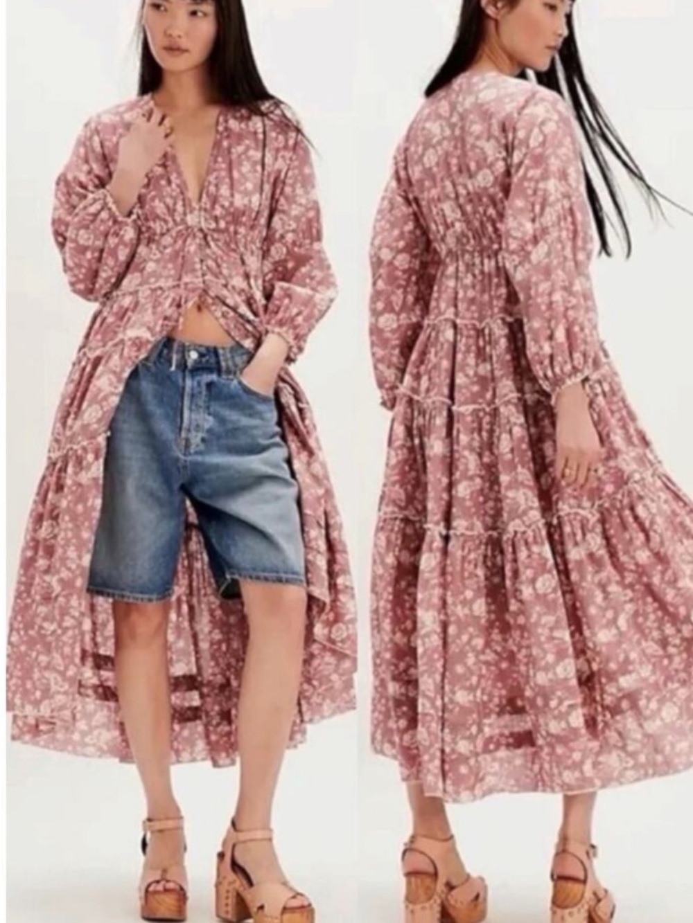 Free People Pappiet Floral Print Midi Dress in Pink